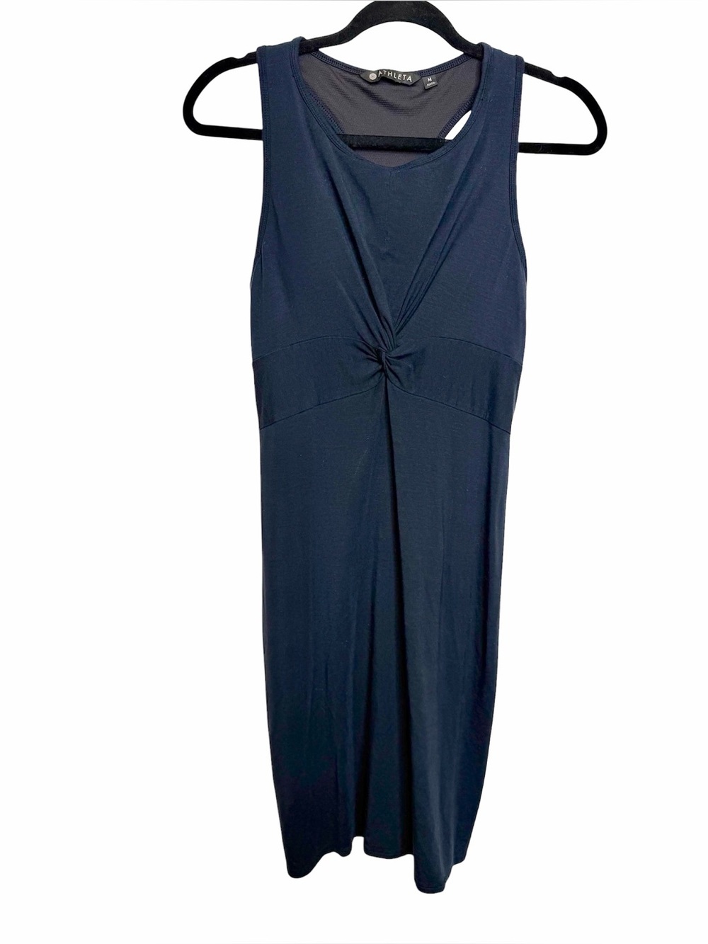 Athleta Twist Front Athletic Mini Dress Navy Blue Sz M Racerback Athleisure